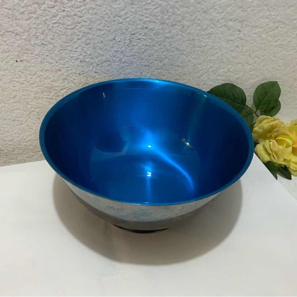 1960s Salem cc Silver Plated Footed Blue Enamel Interior Bowl president’s cup